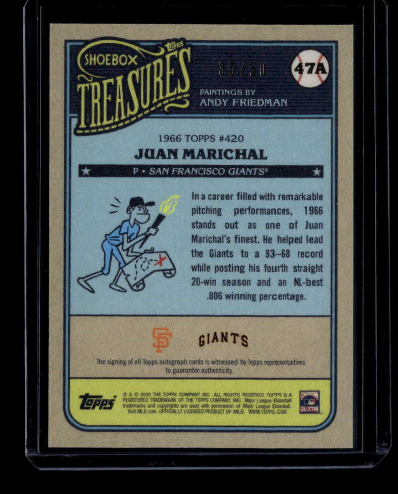 2025 Topps Shoebox Treasures Autograph Sepia Filter 47a Juan Marichal Auto 35/50