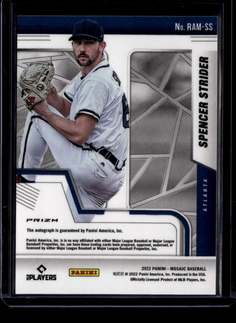 2022 Panini Mosaic Rookie Autographs Choice Fusion 6 Spencer Strider RC Auto 546