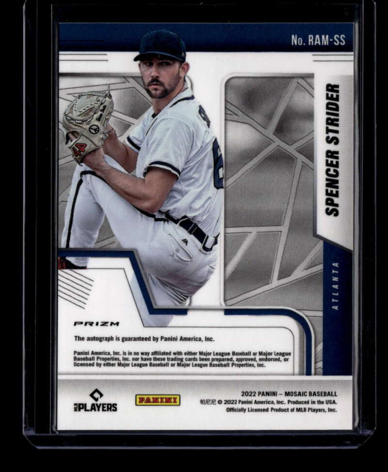 2022 Panini Mosaic Rookie Autographs Choice Fusion 6 Spencer Strider RC Auto 547