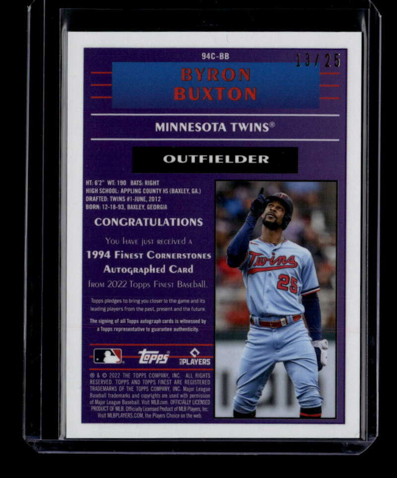 2022 Finest '94 Cornerstones Autographs Orange Refractor Byron Buxton Auto 13/25