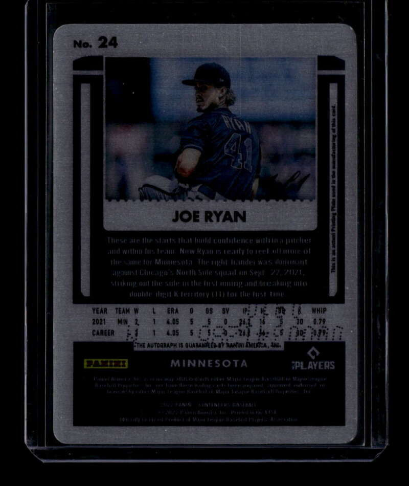 2022 Panini Contenders Rookie Draft Ticket Printing Plate Joe Ryan RC Auto 1/1