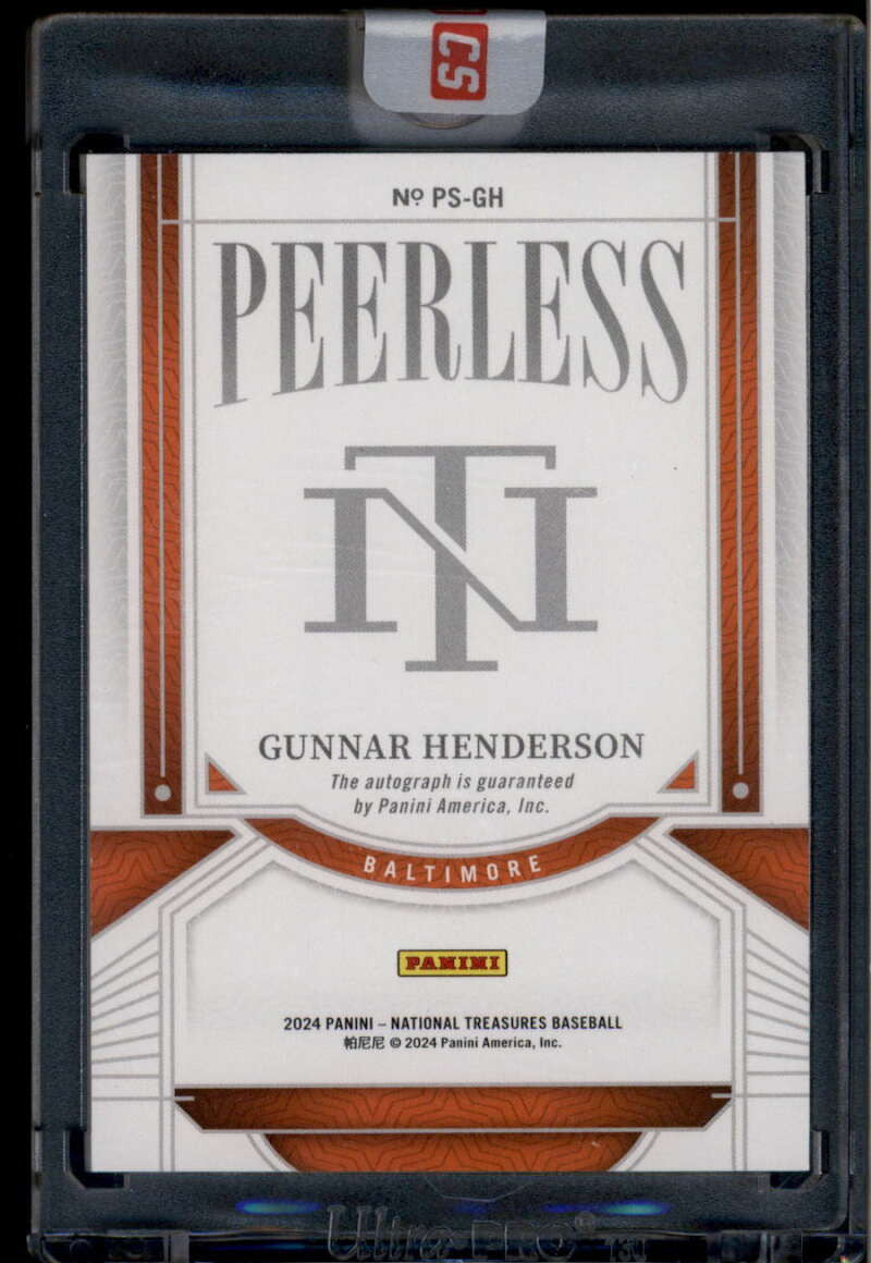 DELETE 175035 2024 Panini National Treasures Peerless Signatures 34 Gunnar Henderson Auto 7/49