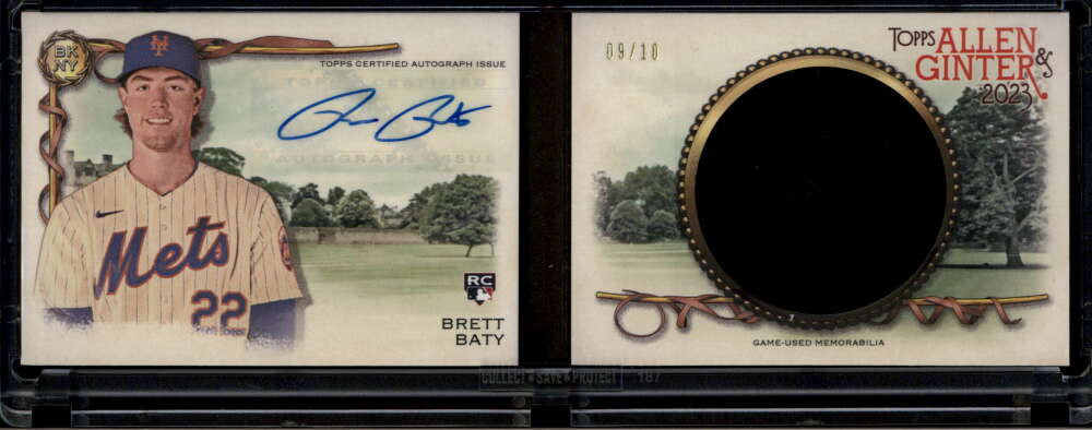 2023 Topps Allen and Ginter Autograph Brett Baty RC Jersey Booklet Auto 9/10
