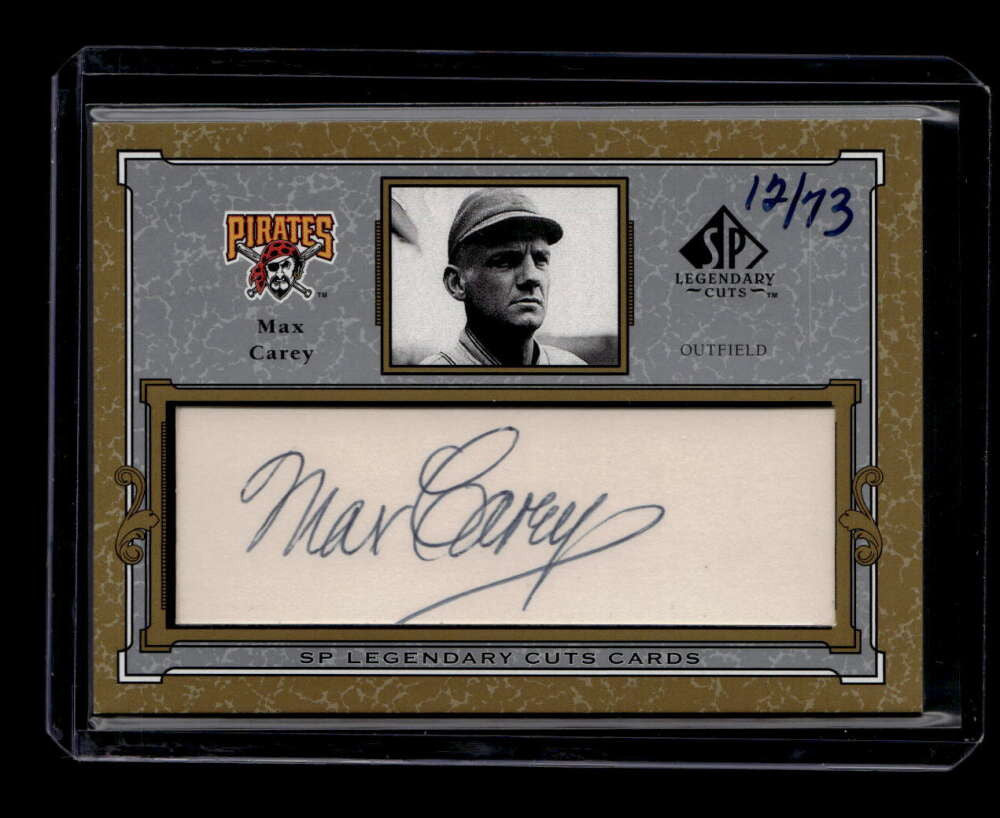 2001 SP Legendary Cuts Autographs CMC Max Carey Cut Auto 12/73