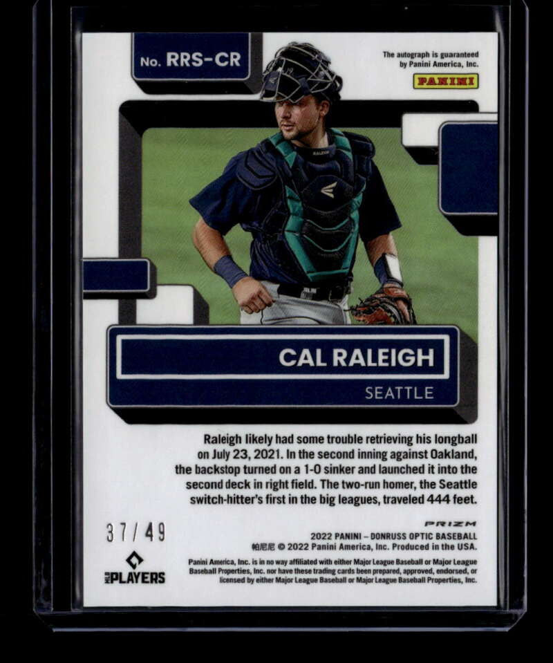 2022 Donruss Optic Rated Rookies Signatures Blue 9 Cal Raleigh RC Auto 37/49