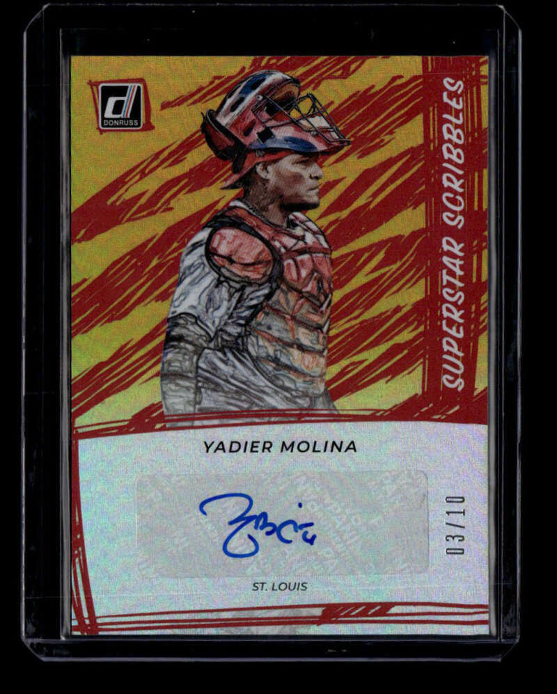 2022 Donruss Superstar Scribbles Gold 5 Yadier Molina Auto 3/10