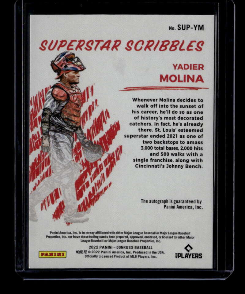 2022 Donruss Superstar Scribbles Gold 5 Yadier Molina Auto 3/10