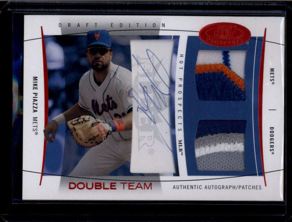 2004 Hot Prospects Draft Double Team Autograph Mike Piazza Dual Patch Auto 10/22
