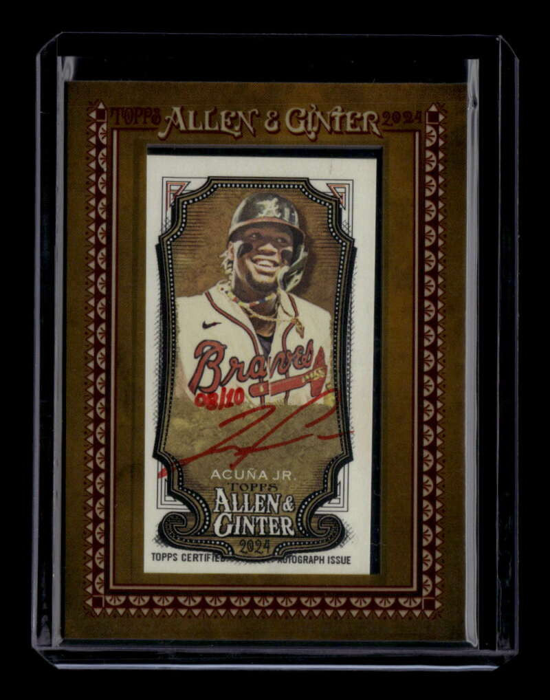 2024 Topps Allen and Ginter Framed Mini Autograph Red Ink Ronald Acuna Auto 3/10