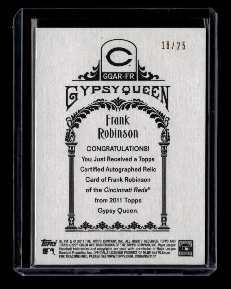 2011 Topps Gypsy Queen Relic Autographs FR Frank Robinson Jersey Auto 18/25