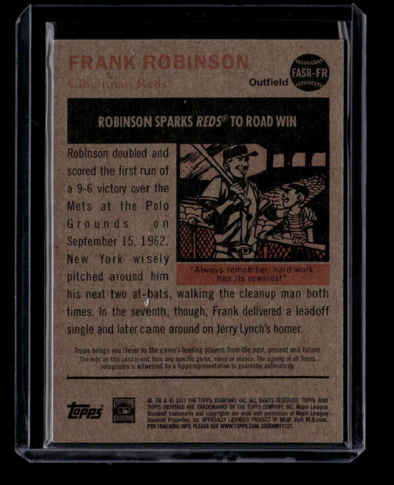 2011 Topps Heritage Flashback Autographs FR Frank Robinson Seat Relic Auto 9/25