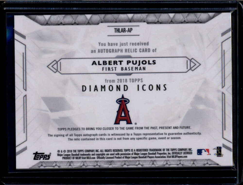 2018 Topps Diamond Icons Autograph Relics THLARAP Albert Pujols Jersey Auto 8/10