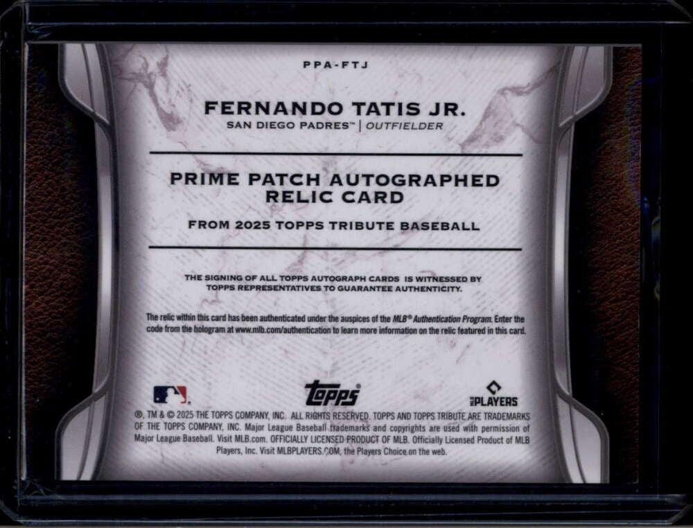 2025 Topps Tribute Prime Autographs PPAFTJ Fernando Tatis Jumbo Patch Auto 7/10