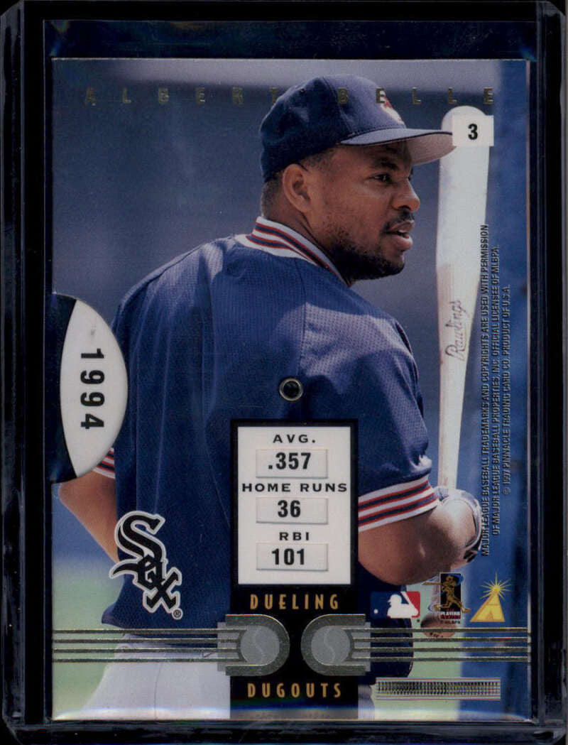1997 Pinnacle Inside Dueling Dugouts 3 Albert Belle Barry Bonds