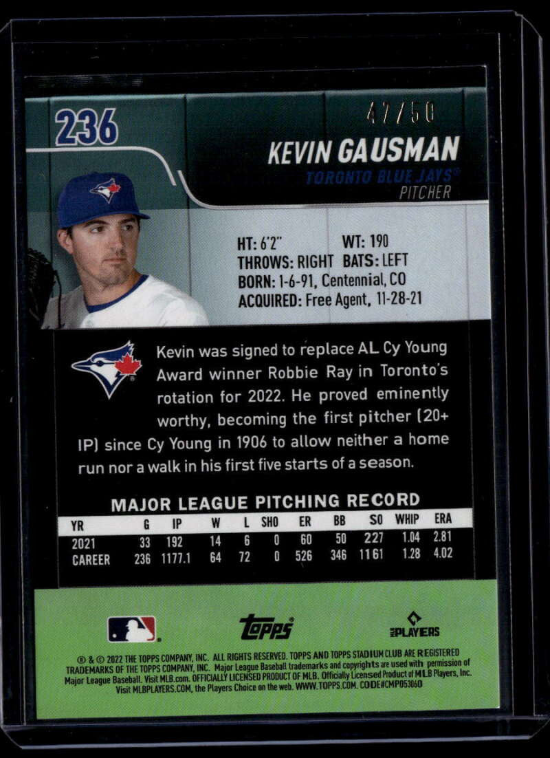 2022 Stadium Club Blue Foil 236 Kevin Gausman 47/50