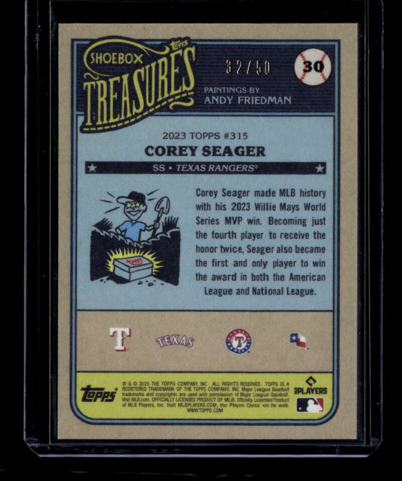2025 Topps Shoebox Treasures Sepia Filter 30 Corey Seager 32/50