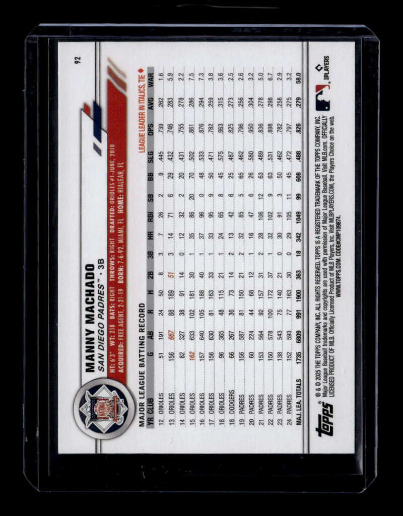 2025 Topps All-Star Game Green Foil 92 Manny Machado 49/99