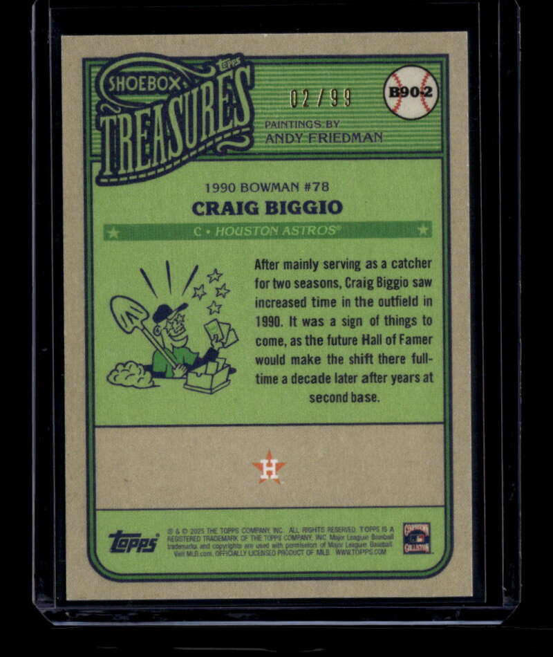 2025 Topps Shoebox Treasures '90 Bowman Stamp b902 Craig Biggio 2/99