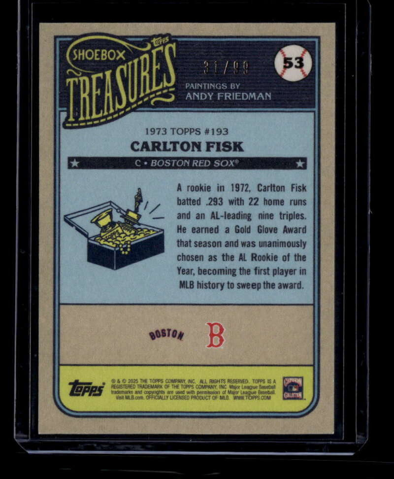 2025 Topps Shoebox Treasures Stamp 53 Carlton Fisk 31/99