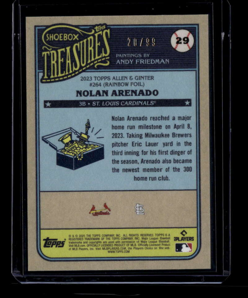 2025 Topps Shoebox Treasures Stamp 29 Nolan Arenado 20/99