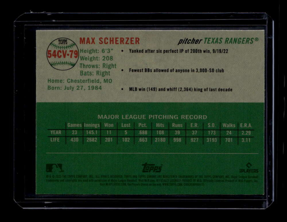 2023 Topps Chrome Platinum Anniversary '54 City Variations 54cv79 Max Scherzer