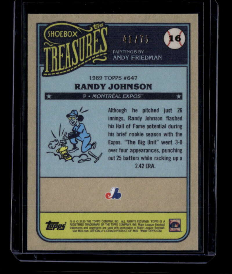 SOLD 175197 2025 Topps Shoebox Treasures Grayscale Filter 16 Randy Johnson 41/75