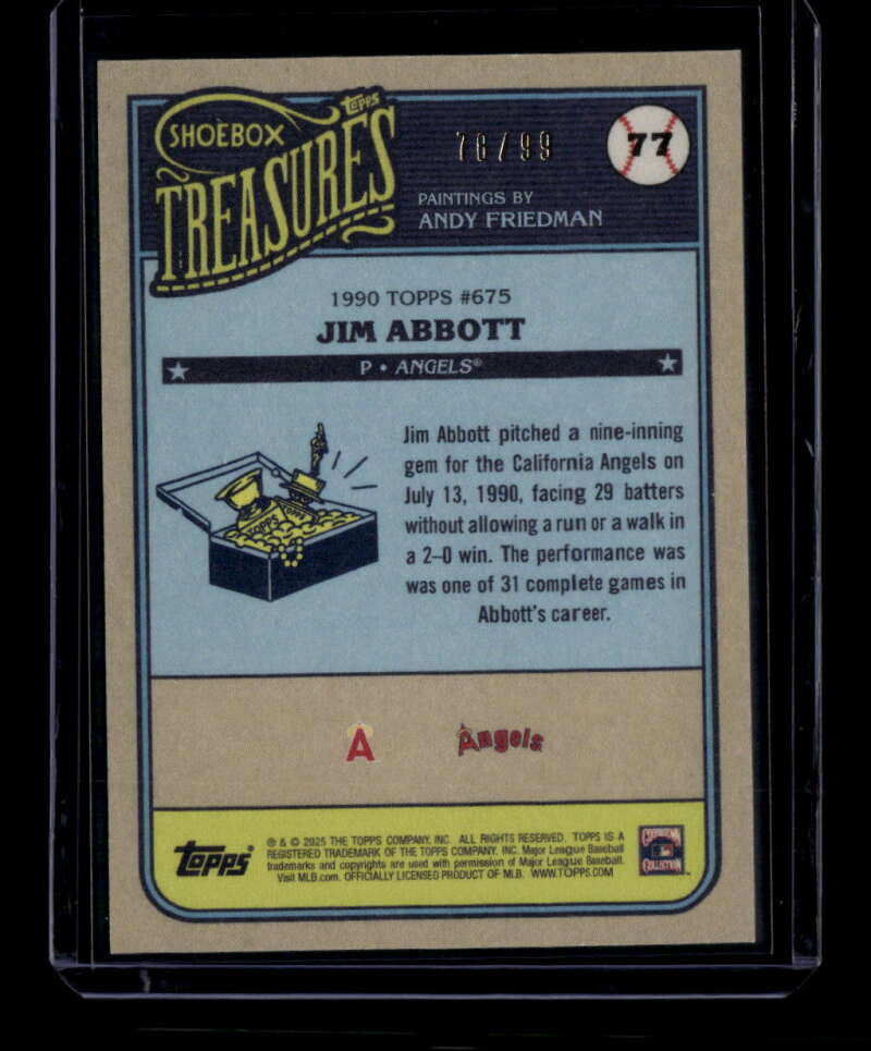2025 Topps Shoebox Treasures Stamp 77 Jim Abbott 78/99