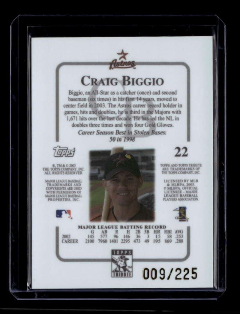 2003 Topps Tribute Contemporary Red 22 Craig Biggio 9/225