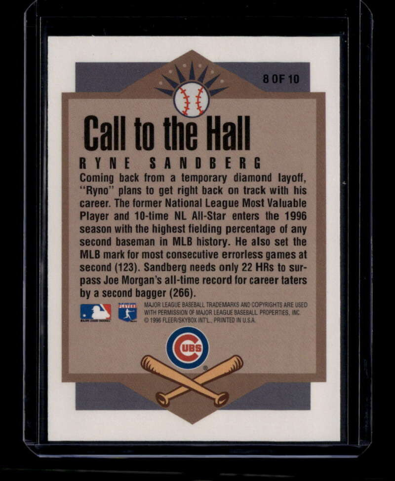 1996 Ultra Call to the Hall 8 Ryne Sandberg