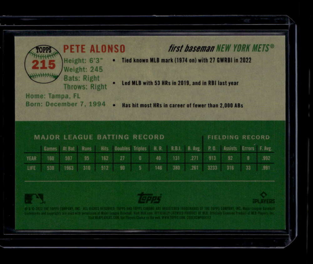 2023 Topps Chrome Platinum Toile Cream Gold Refractor 215 Pete Alonso 18/50