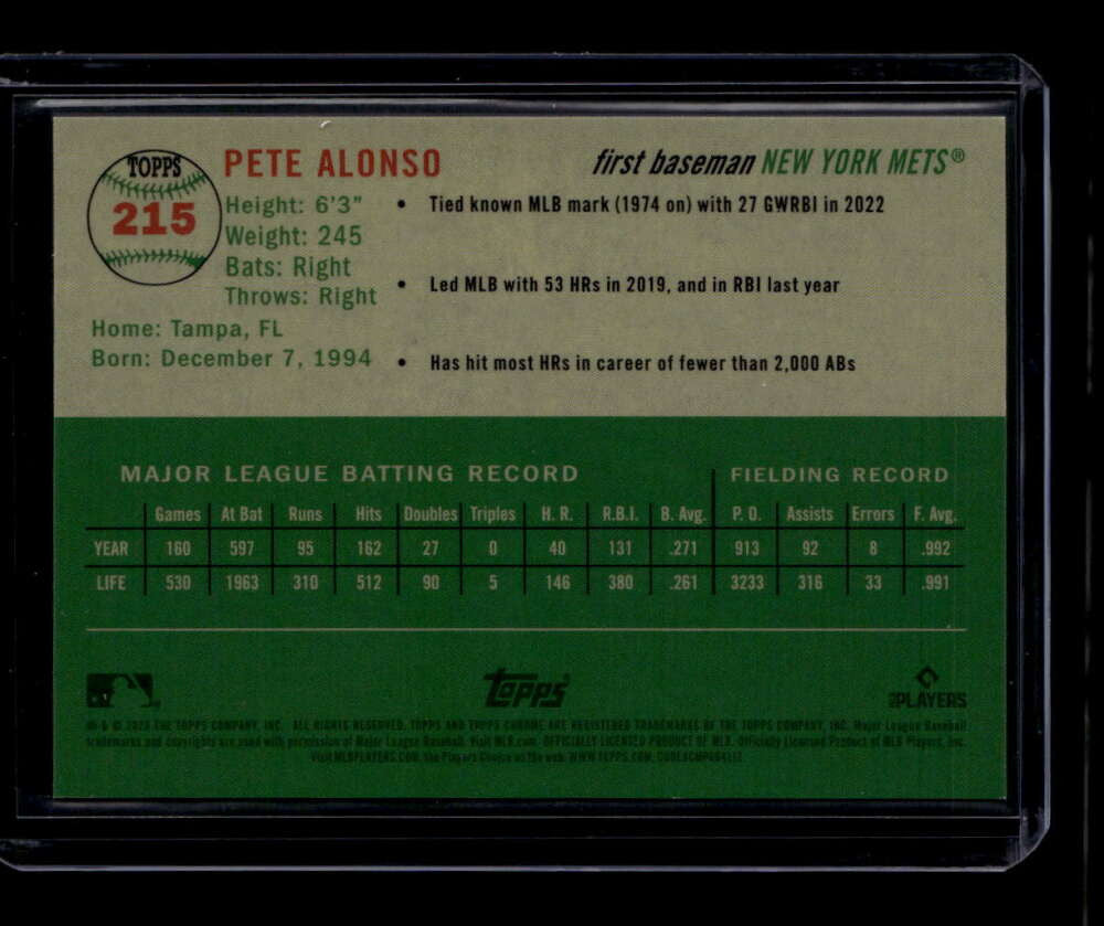 2023 Topps Chrome Platinum Toile Cream Gold Refractor 215 Pete Alonso 37/50