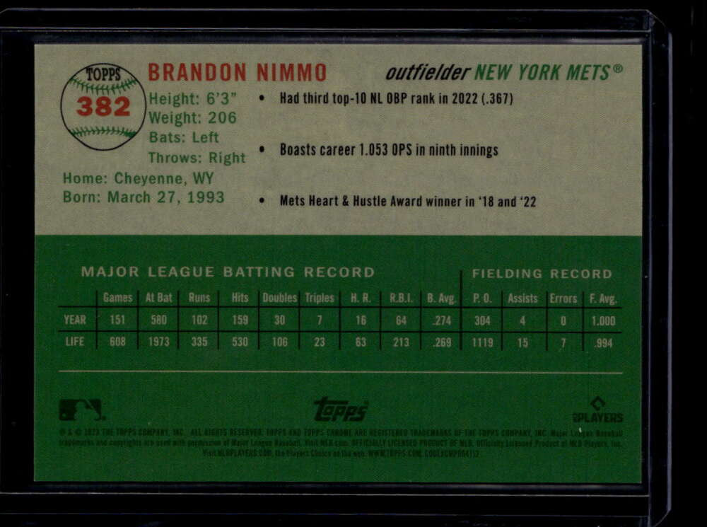 2023 Topps Chrome Platinum Anniversary Orange Refractor 382 Brandon Nimmo 24/25