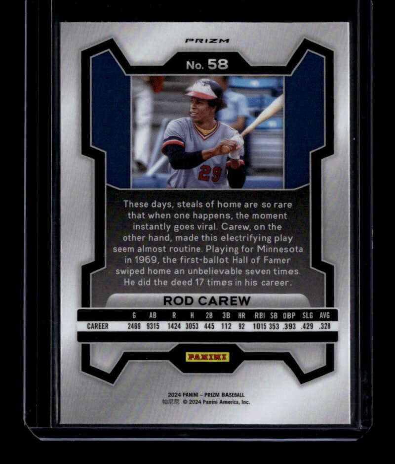 2024 Panini Prizm Prizms White Sparkle Refractor 58 Rod Carew