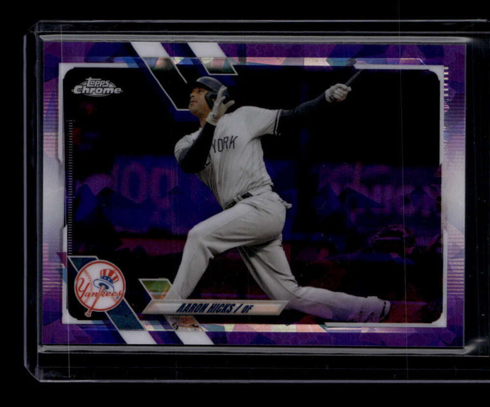 2021 Topps Chrome Update Sapphire Purple Refractor us329 Aaron Hicks 3/10