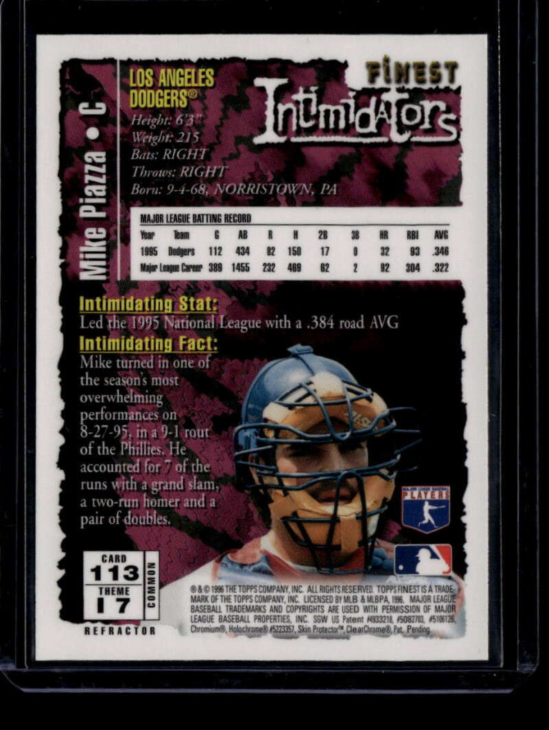 1996 Finest Refractor 113 Mike Piazza Bronze Common