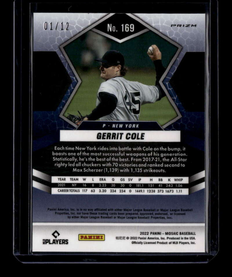 2022 Panini Mosaic Mosaic Pink Swirl Refractor 169 Gerrit Cole 1/12