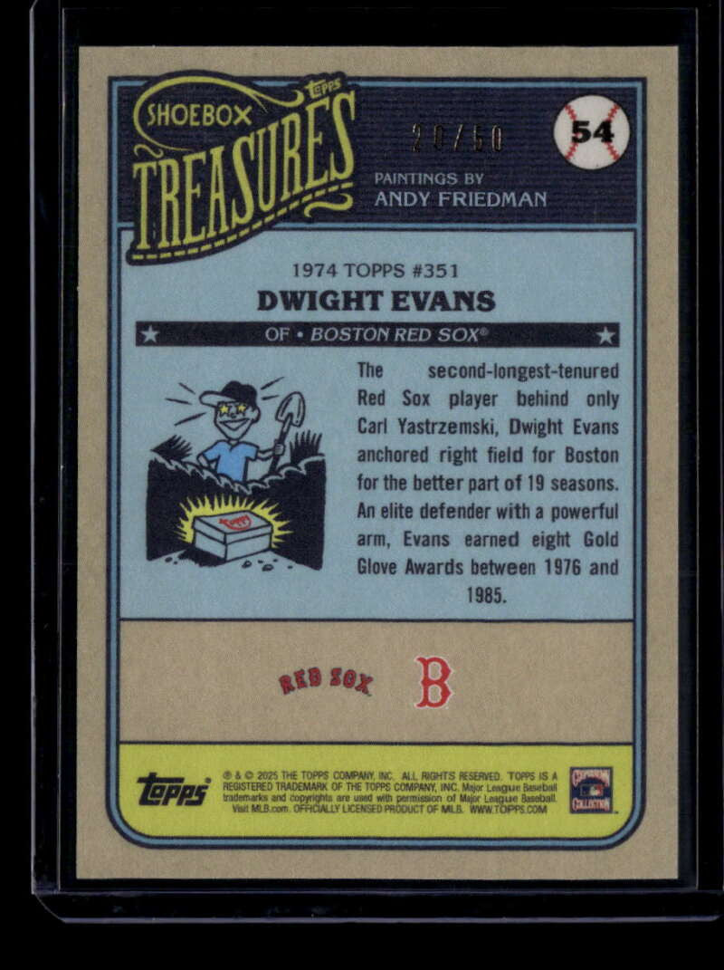 2025 Topps Shoebox Treasures Grayscale Filter 54 Dwight Evans 20/50