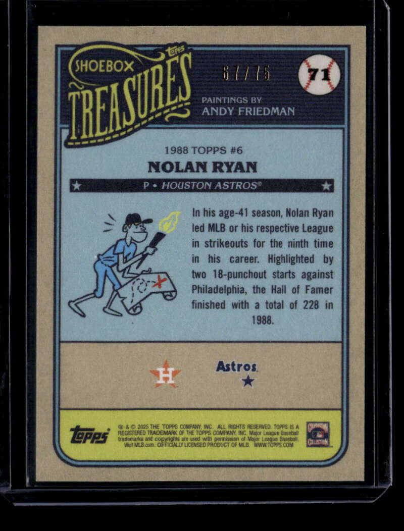 2025 Topps Shoebox Treasures Grayscale Filter 71 Nolan Ryan 67/75