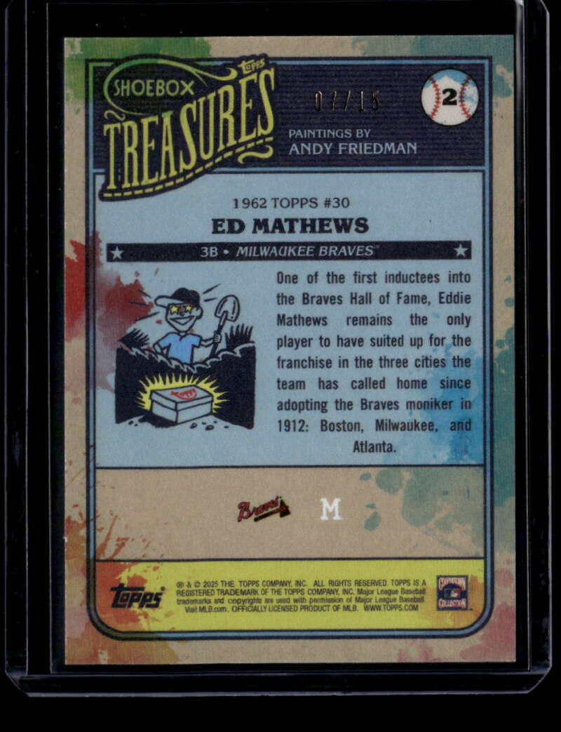 2025 Topps Shoebox Treasures Paint Splatter Back 2 Eddie Mathews 7/15