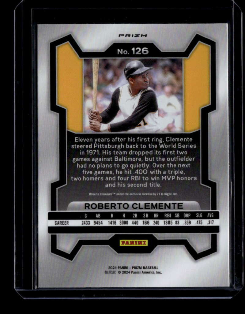 DELETE 175375 2024 Panini Prizm Prizms White Sparkle Refractor 126 Roberto Clemente