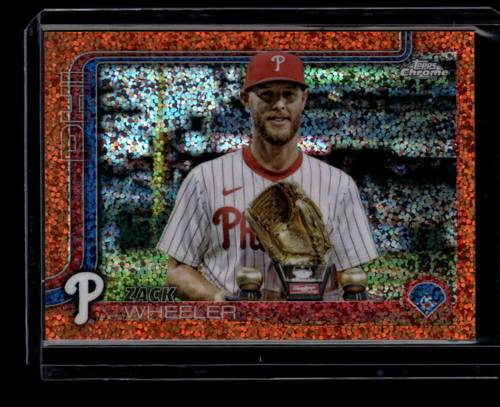 2025 Topps Chrome Photo Variation Orange Speckle Refractor 189 Zack Wheeler 7/25
