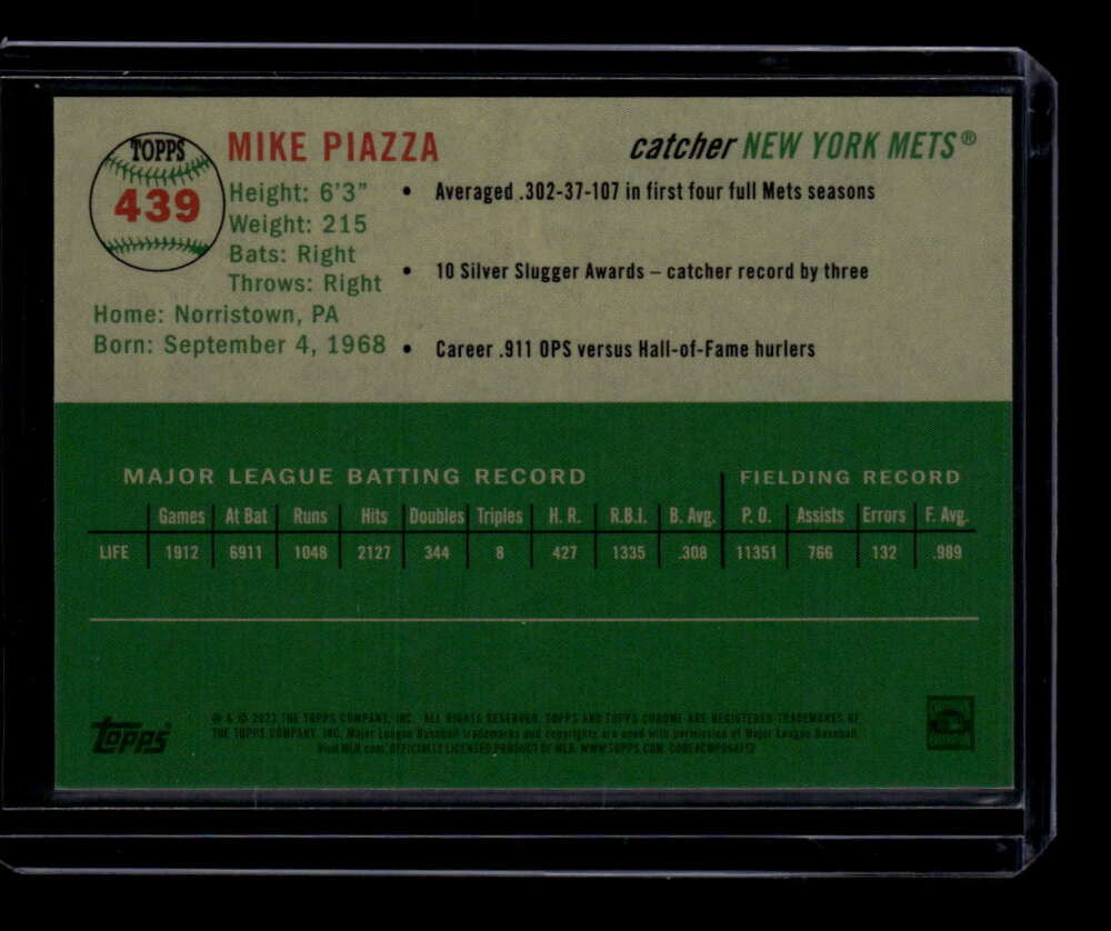 2023 Topps Chrome Platinum Anniversary Orange Refractor 439 Mike Piazza 18/25