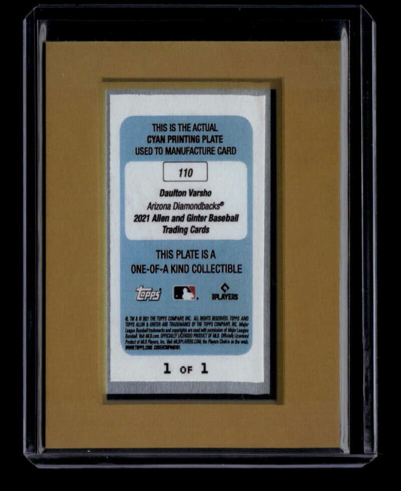 2021 Topps Allen and Ginter Mini Framed Printing Plate 110 Dautlon Varshon 1/1
