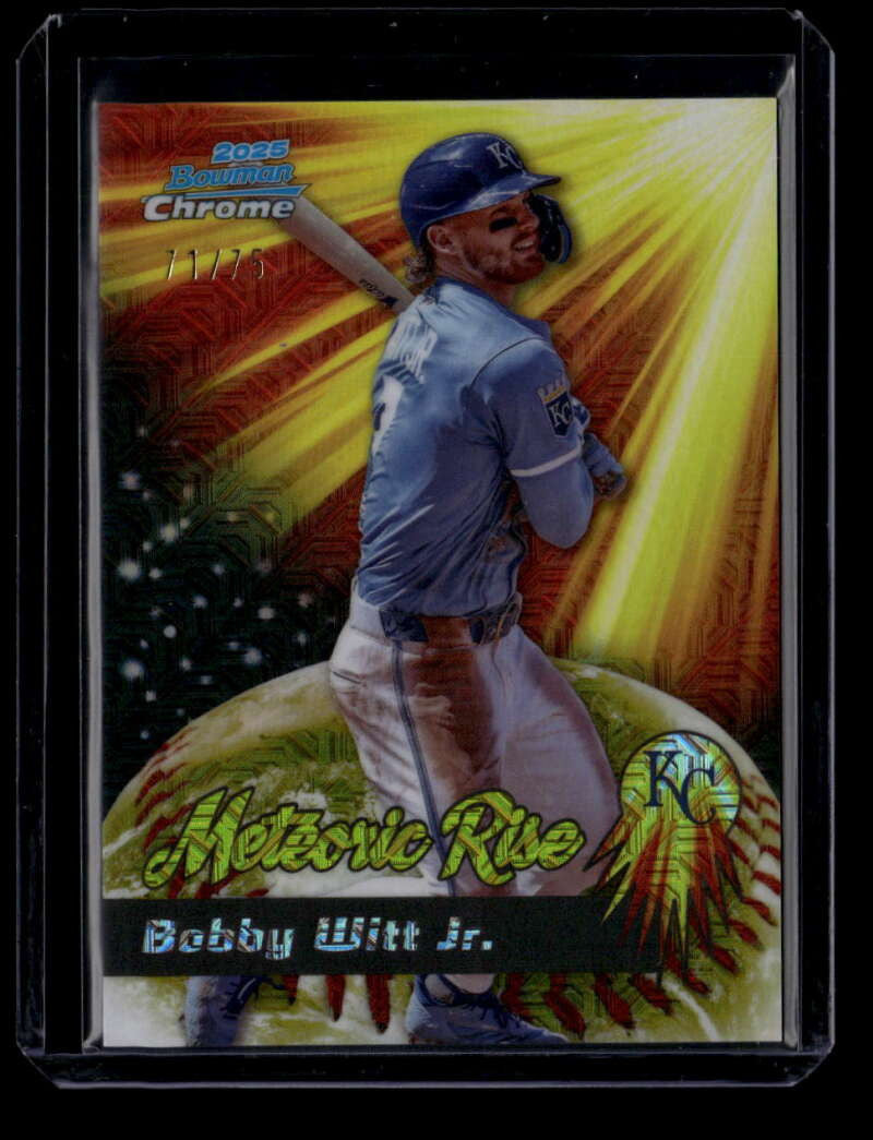 2025 Bowman Chrome Mega Meteoric Rise Yellow Refractor mr11 Bobby Witt Jr. 71/75