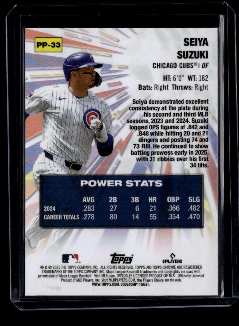 2025 Topps Chrome Power Players Black Refractor pp33 Seiya Suzuki 3/10