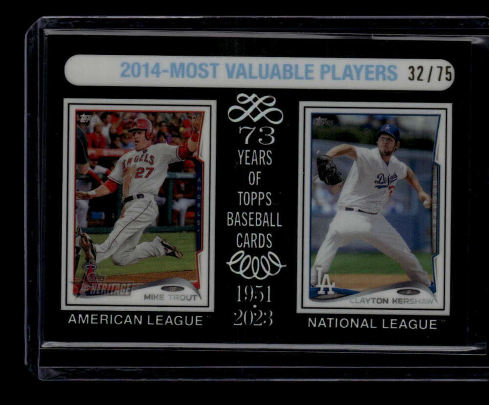 2024 Topps Heritage Chrome Black Refractor 207 Trout Kershaw 2014 MVP 32/75