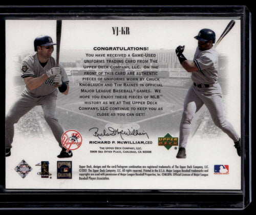 2002 Upper Deck Yankee Dynasty Memorabilia Tim Raines Knoblauch Dual Jersey