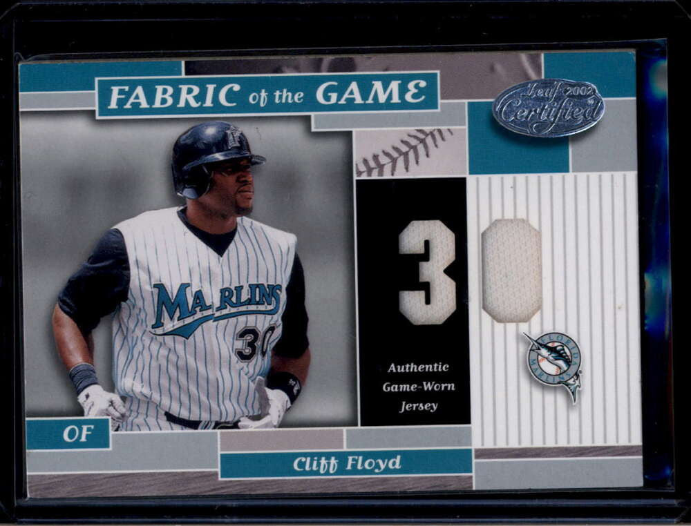 2002 Leaf Certified Fabric of the Game Number 96jn Cliff Floyd Jersey 17/30