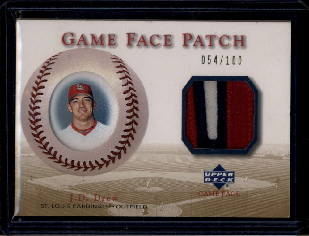 2003 Upper Deck Game Face Patch DR J. D. Drew Home Patch 54/100