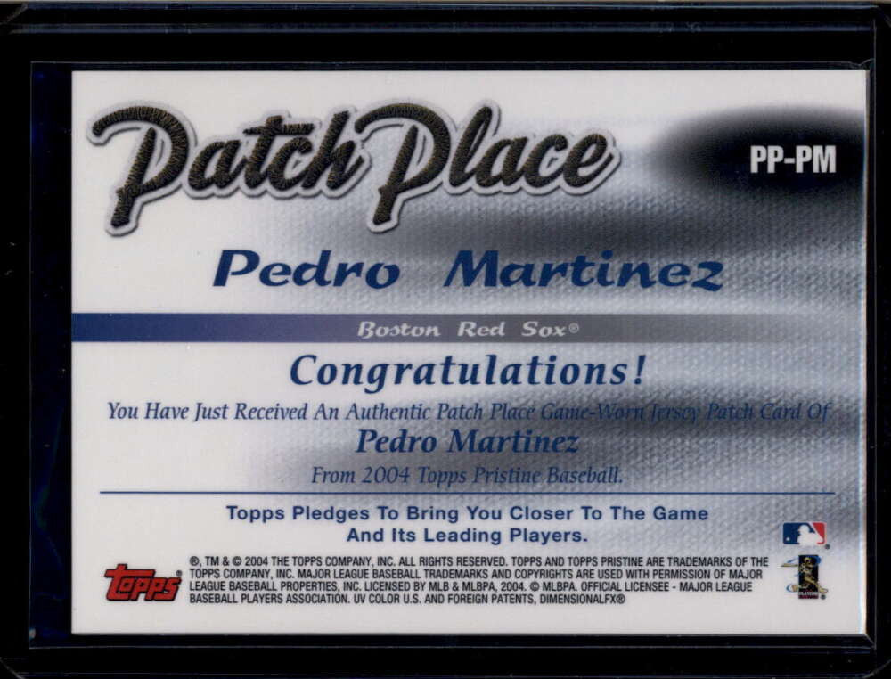 2004 Topps Pristine Patch Place Relics PM Pedro Martinez Patch